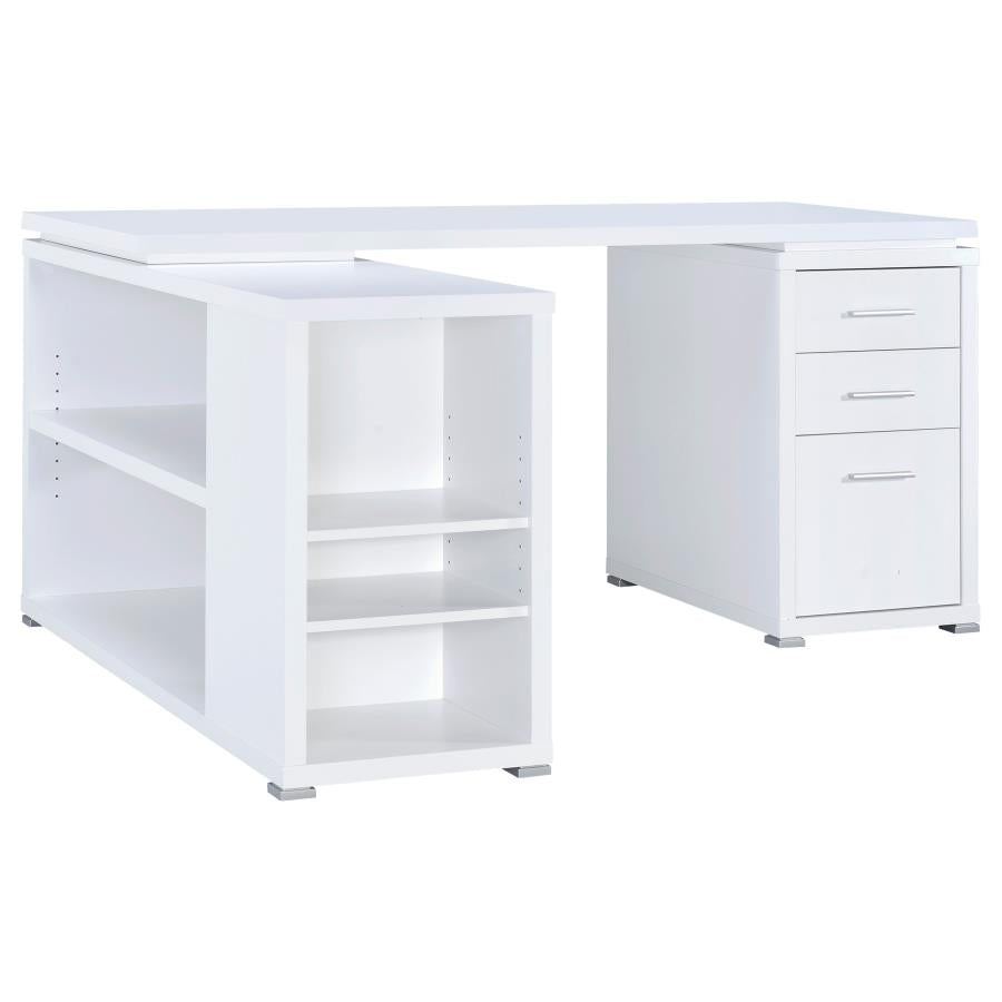 Yvette White L-shape Desk - furniture place usa