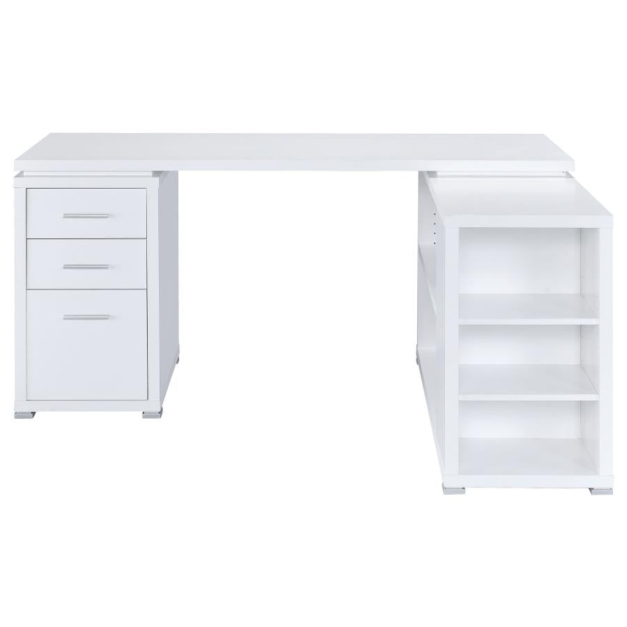 Yvette White L-shape Desk - furniture place usa