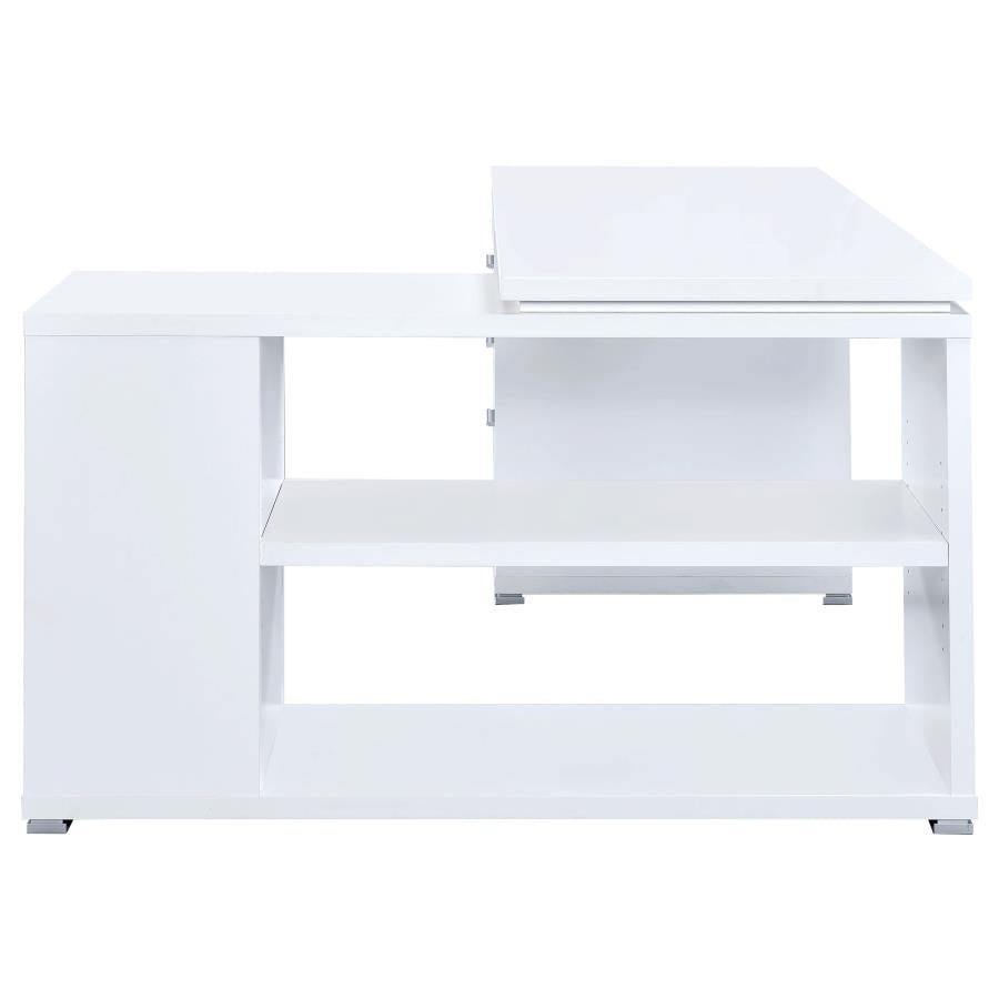 Yvette White L-shape Desk - furniture place usa