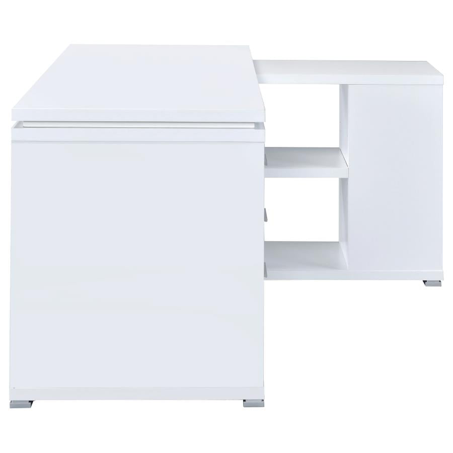 Yvette White L-shape Desk - furniture place usa