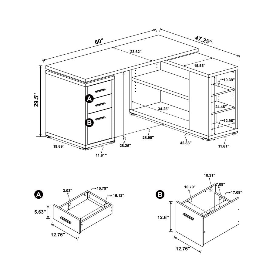 Yvette Brown L-shape Desk - furniture place usa