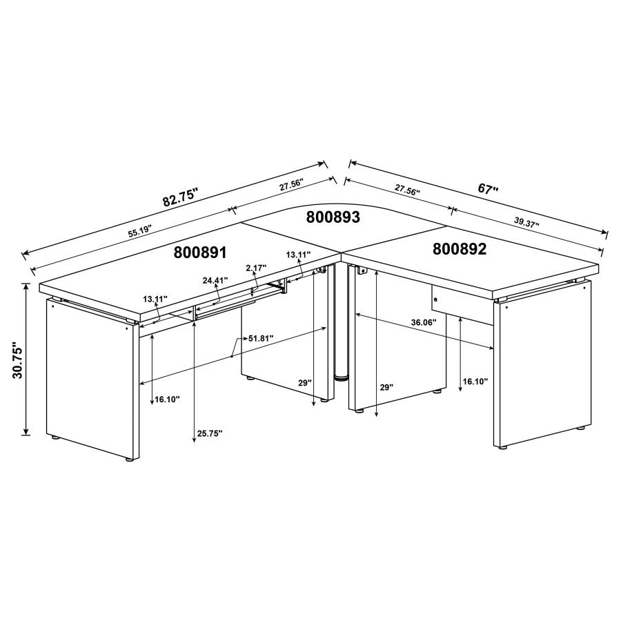 Skylar Brown L-shape Desk - furniture place usa