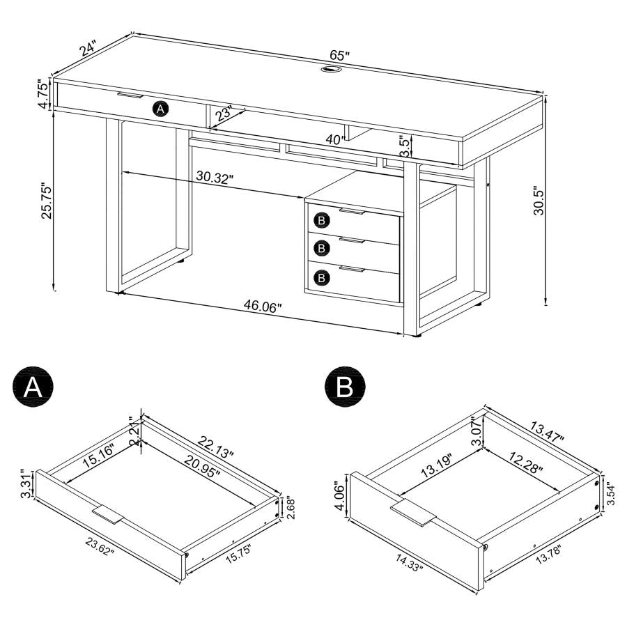 Whitman White Computer Desk - furniture place usa