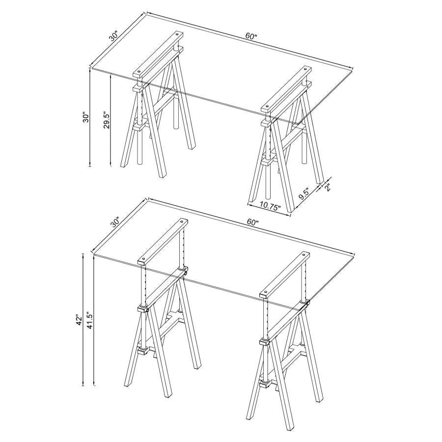 Statham Silver Adjustable Desk - furniture place usa