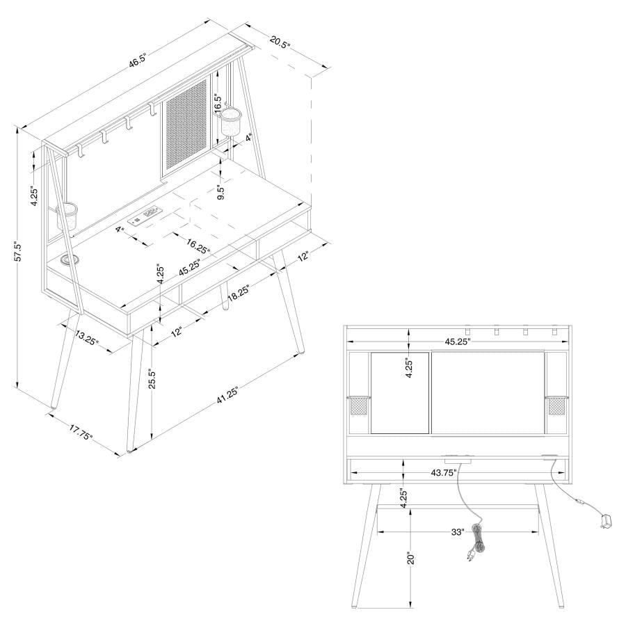 Jessie Black Writing Desk - furniture place usa