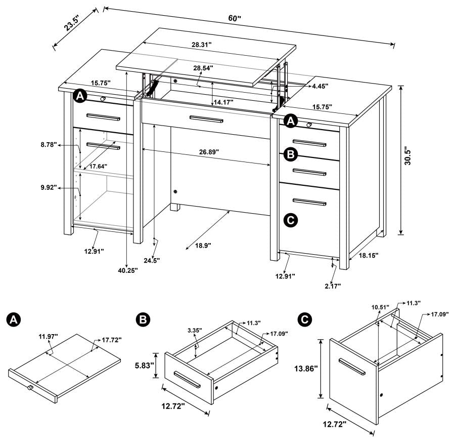 Dylan White Lift Top Computer Desk - furniture place usa