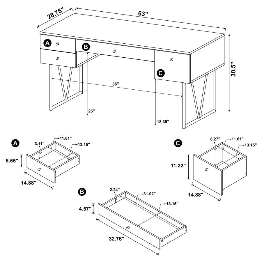 Analiese Grey Writing Desk - furniture place usa