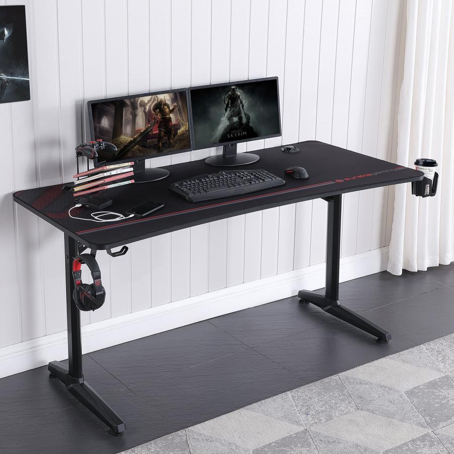 Tarnov Black Gaming Desk - furniture place usa