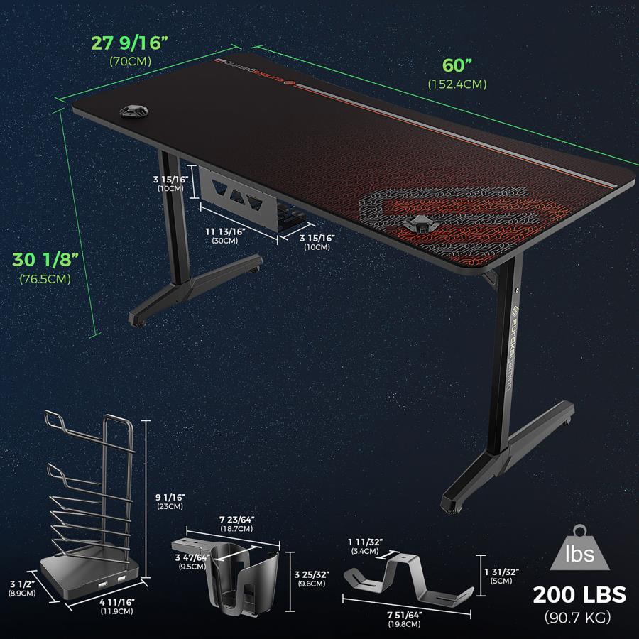 Tarnov Black Gaming Desk - furniture place usa