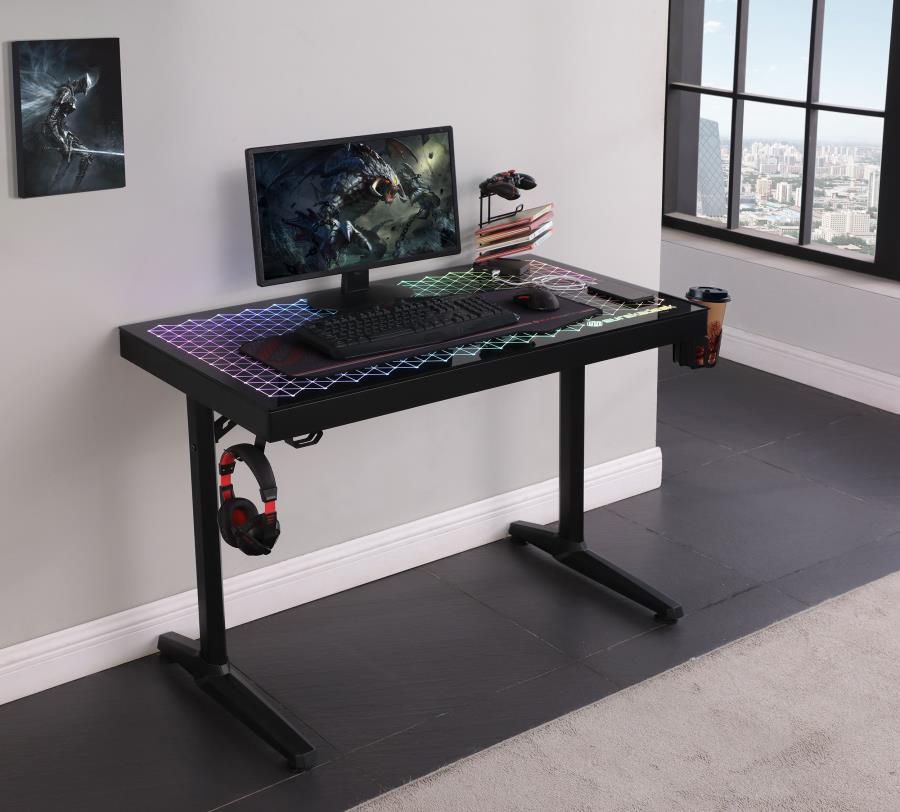 Avoca Black Gaming Desk - furniture place usa