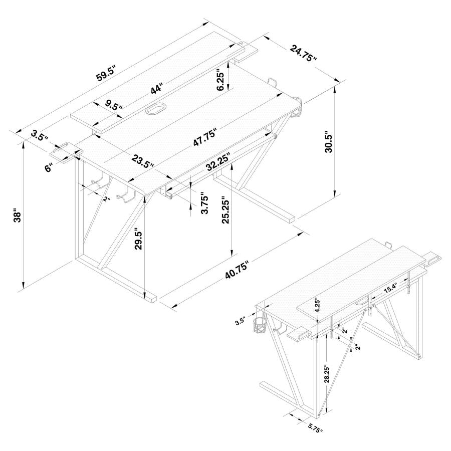 Wedalia Black Gaming Desk - furniture place usa