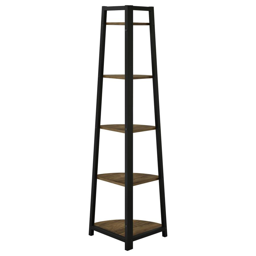 Jacksonville Brown Corner Bookcase - furniture place usa