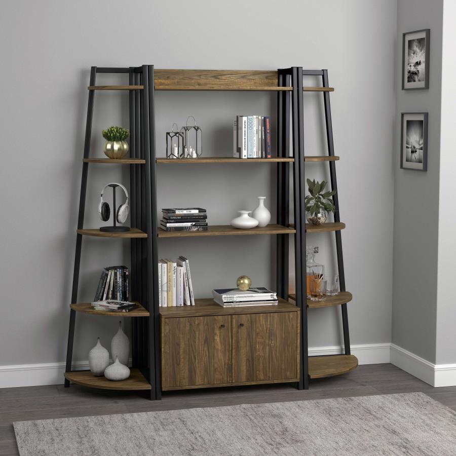 Jacksonville Brown Corner Bookcase - furniture place usa