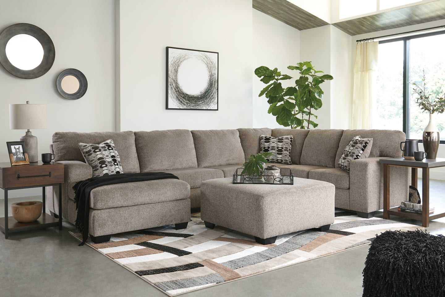 Ballinasloe 3-Piece Sectional with Ottoman - furniture place usa