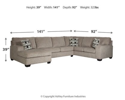Ballinasloe 3-Piece Sectional with Ottoman - furniture place usa
