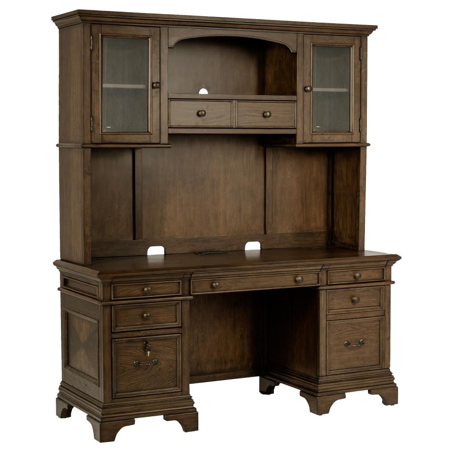 Hartshill Brown Credenza Desk W/ Hutch - furniture place usa