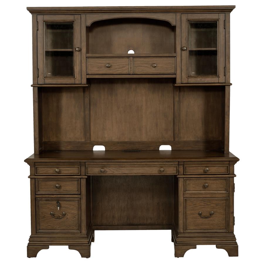 Hartshill Brown Credenza Desk W/ Hutch - furniture place usa