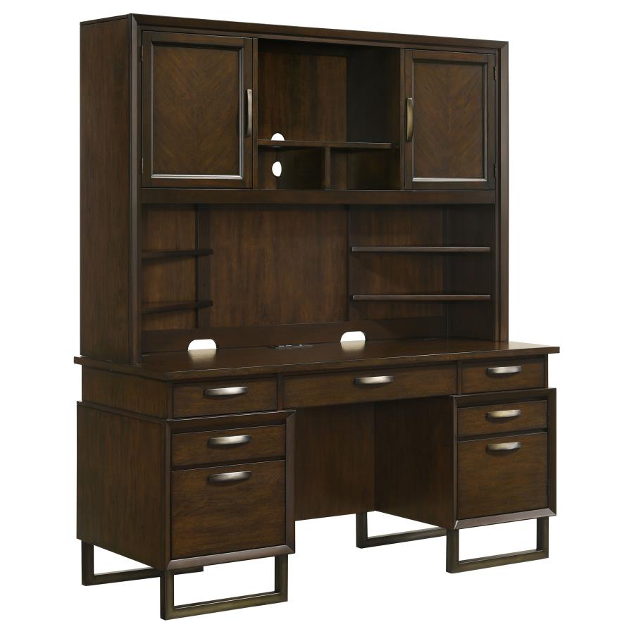 Marshall Brown Credenza Desk W/ Hutch - furniture place usa