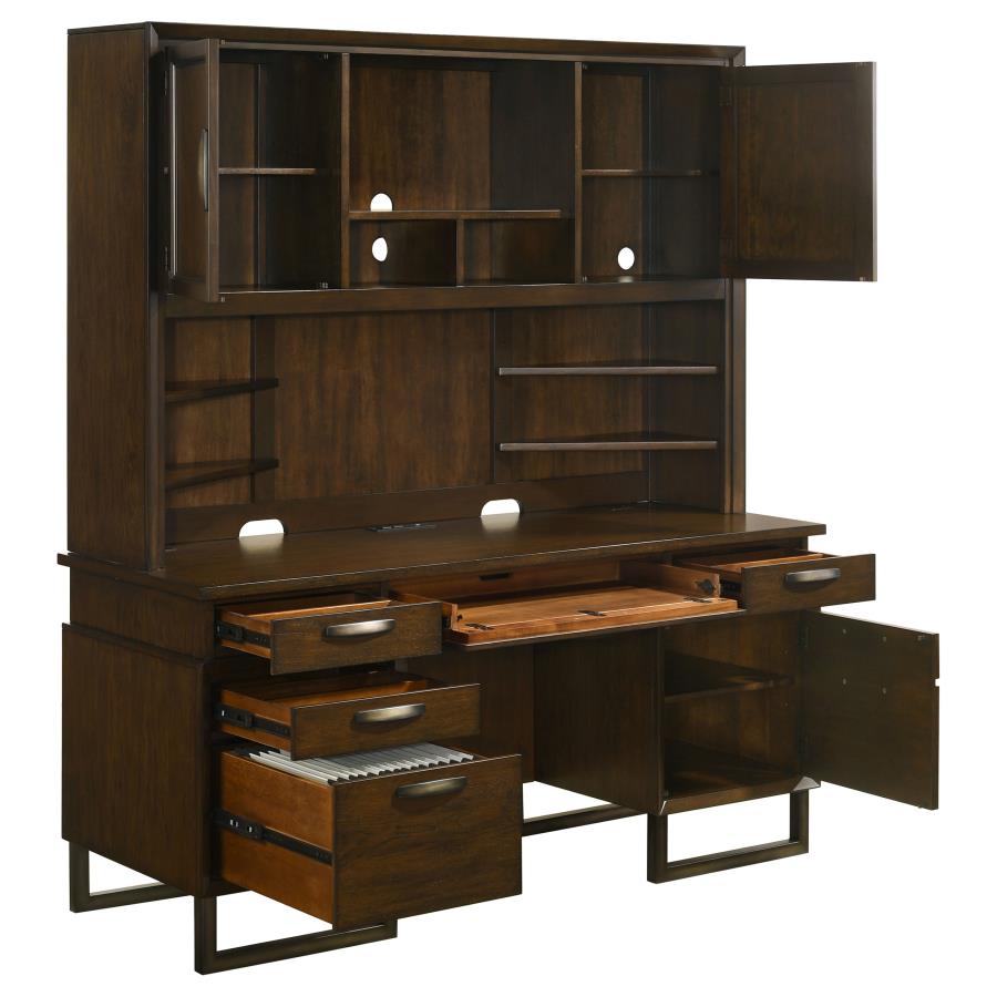 Marshall Brown Credenza Desk W/ Hutch - furniture place usa