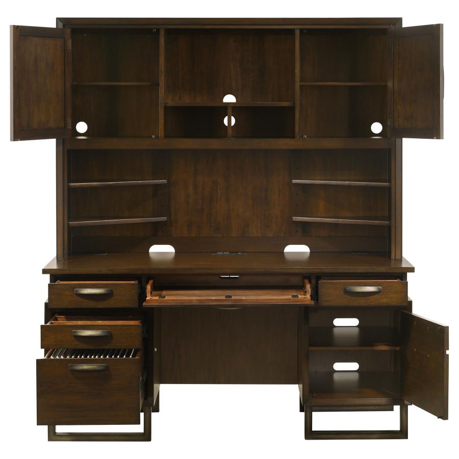 Marshall Brown Credenza Desk W/ Hutch - furniture place usa