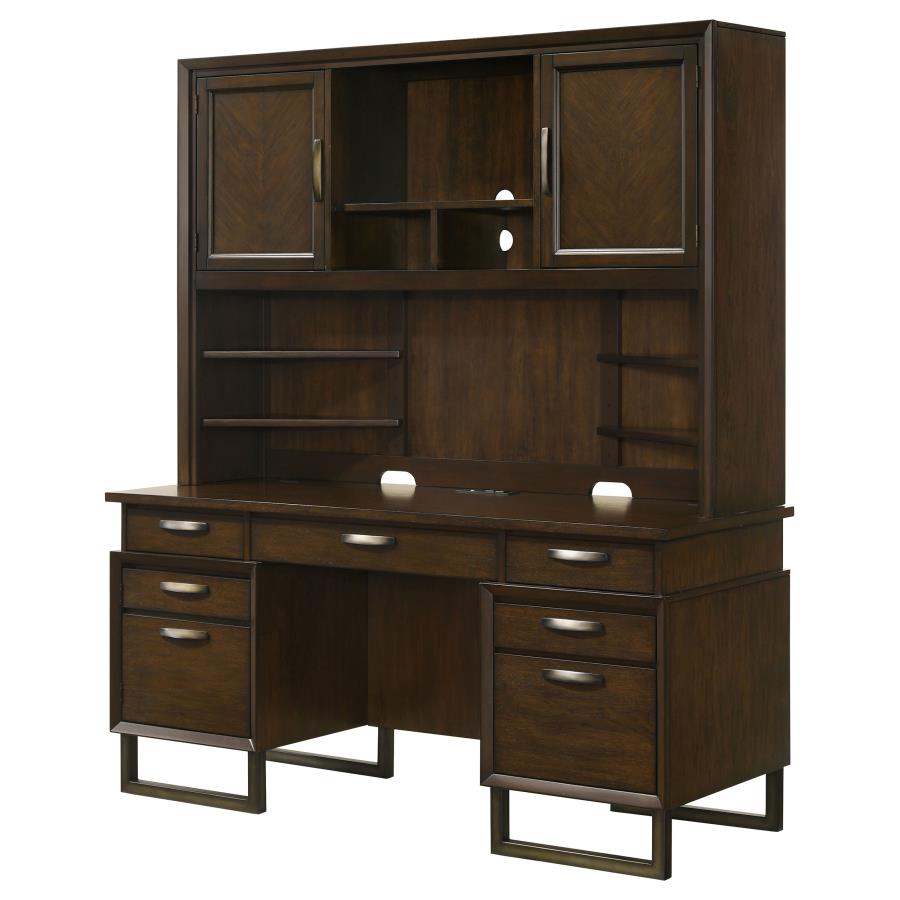 Marshall Brown Credenza Desk W/ Hutch - furniture place usa