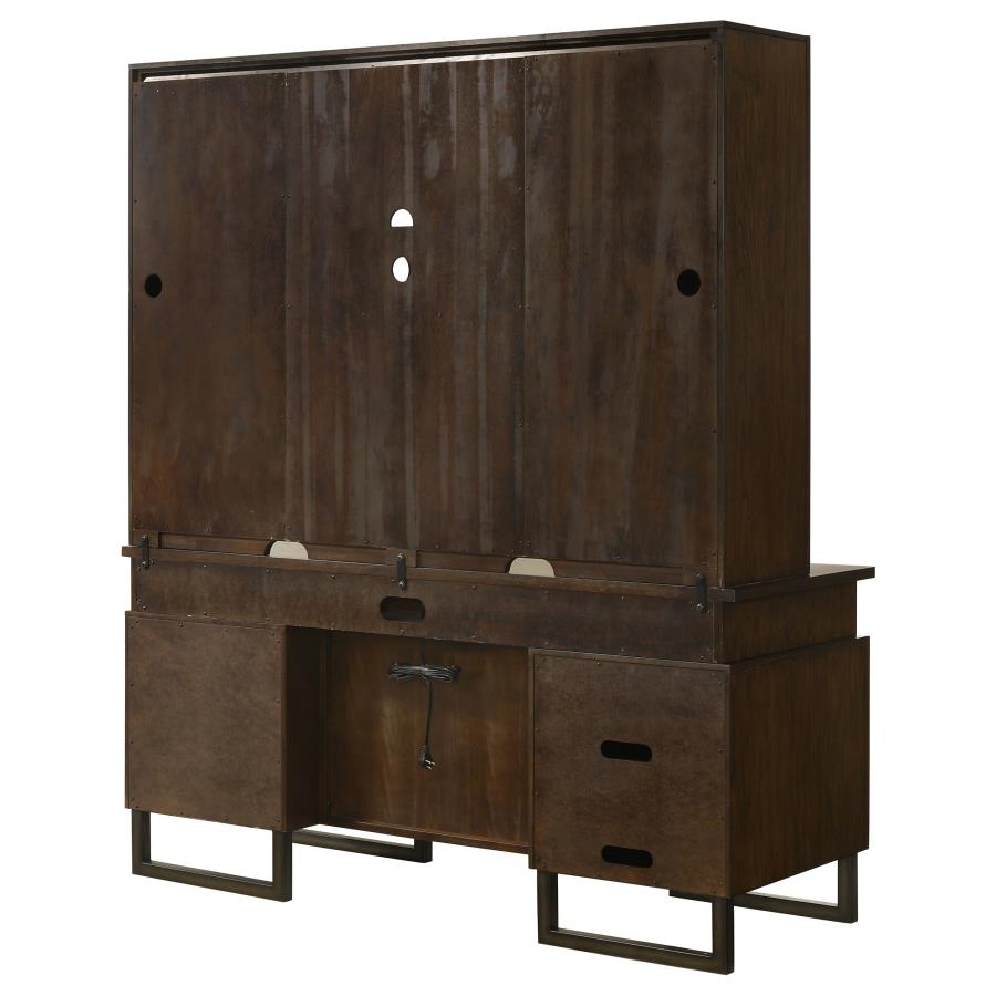 Marshall Brown Credenza Desk W/ Hutch - furniture place usa