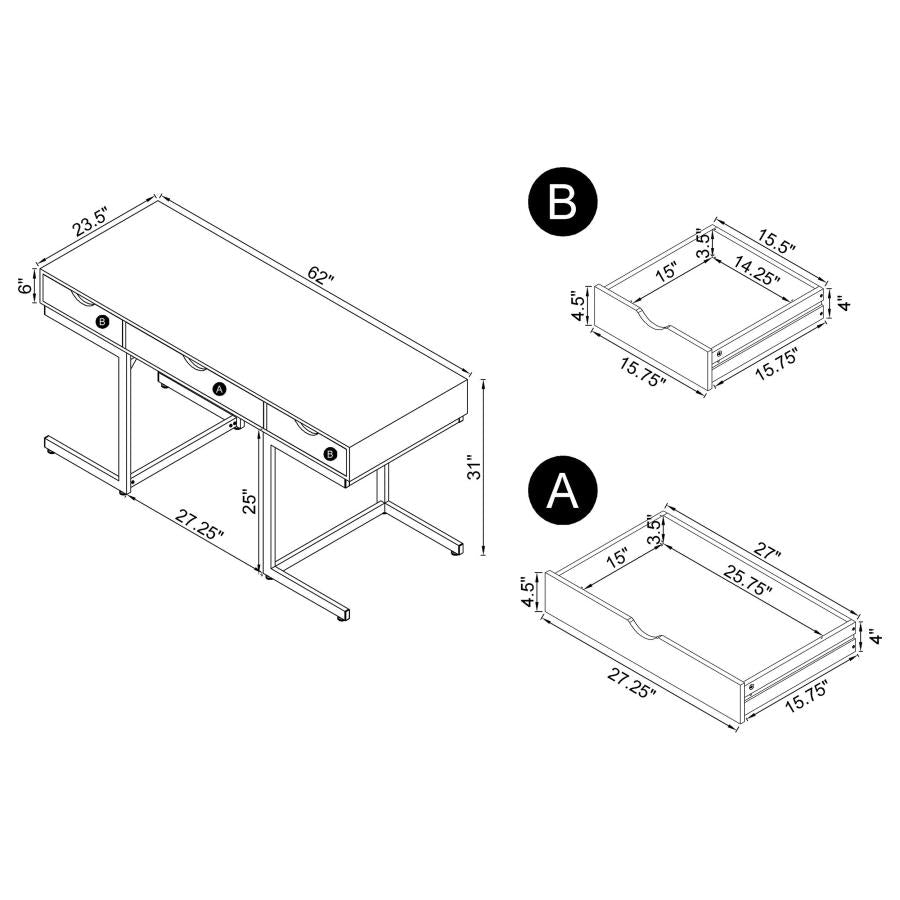 Noorvik Brown Writing Desk - furniture place usa