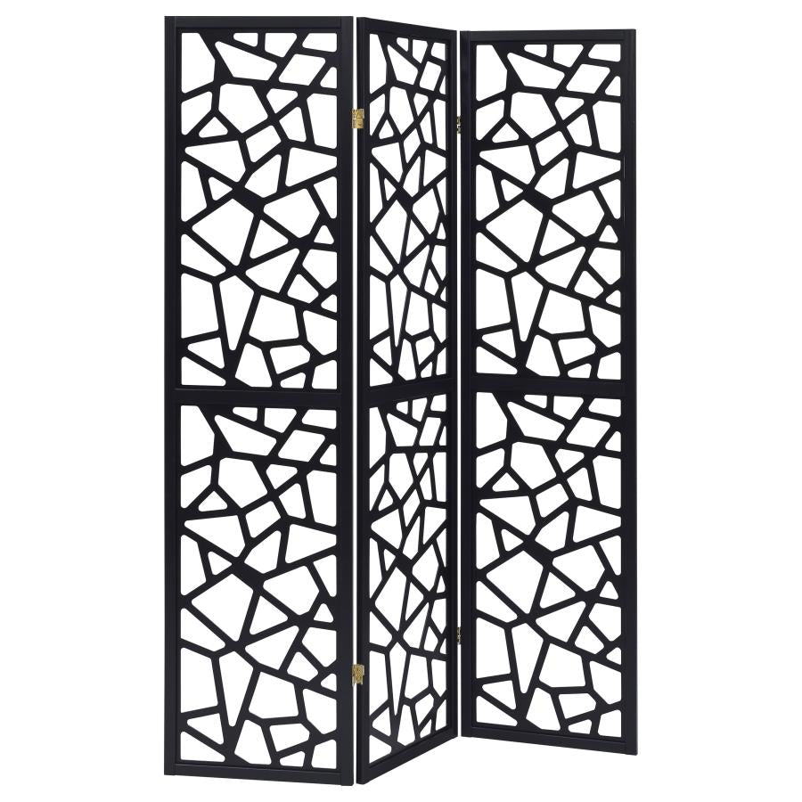 Nailan Black 3 Panel Room Divider - furniture place usa