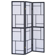 Damis Black 3 Panel Room Divider - furniture place usa