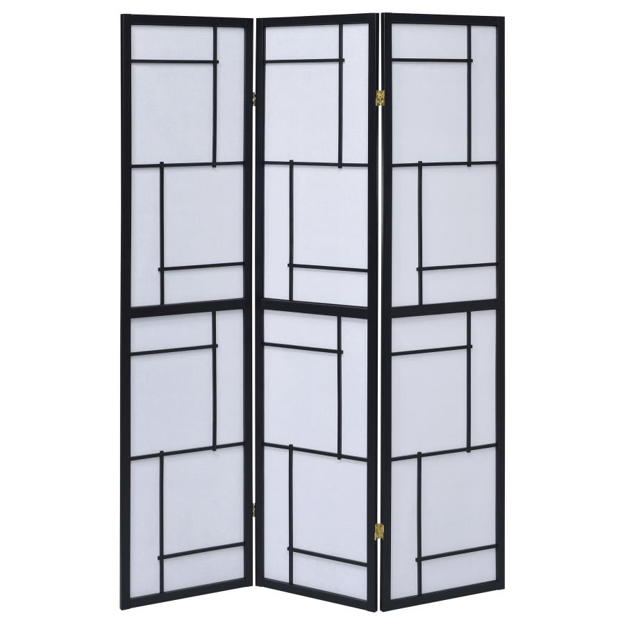 Damis Black 3 Panel Room Divider - furniture place usa