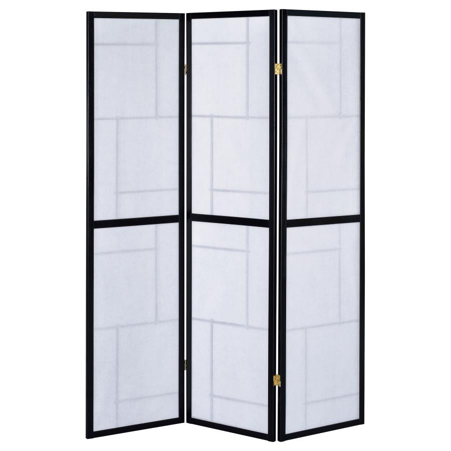 Damis Black 3 Panel Room Divider - furniture place usa