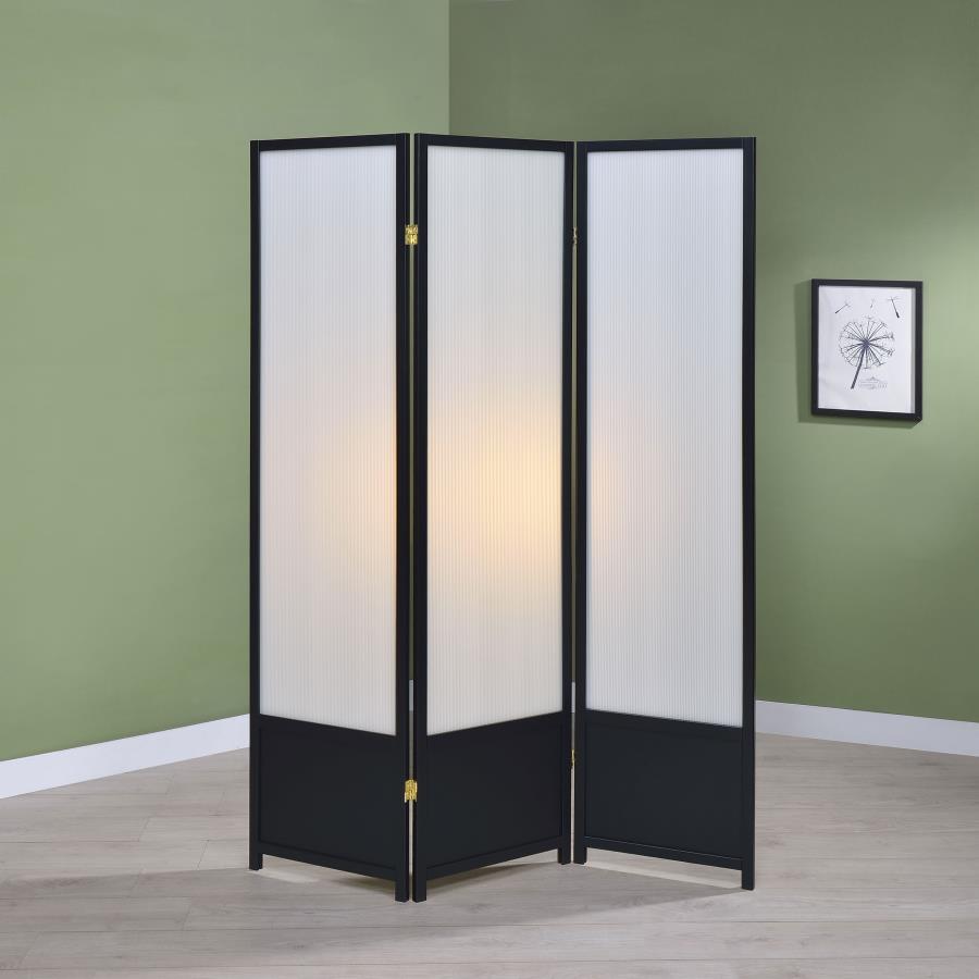 Calix Black 3 Panel Room Divider - furniture place usa