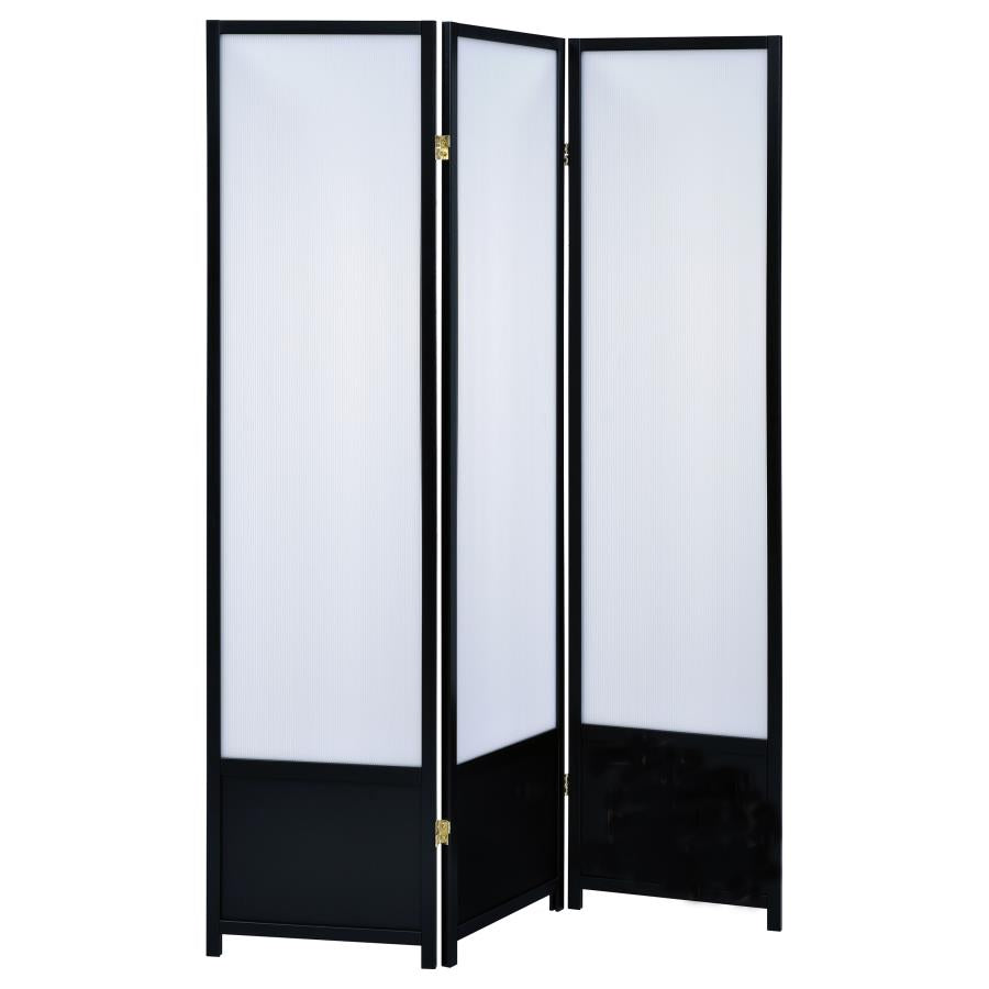 Calix Black 3 Panel Room Divider - furniture place usa