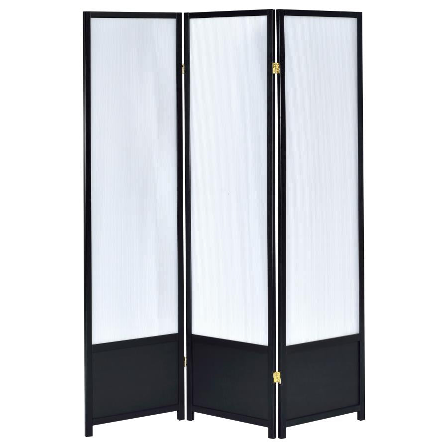 Calix Black 3 Panel Room Divider - furniture place usa