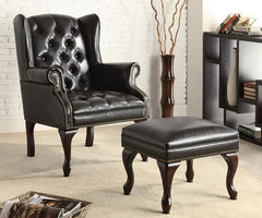 Roberts Black Accent Chair W/ Ottoman - furniture place usa