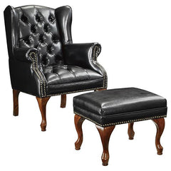 Roberts Black Accent Chair W/ Ottoman - furniture place usa