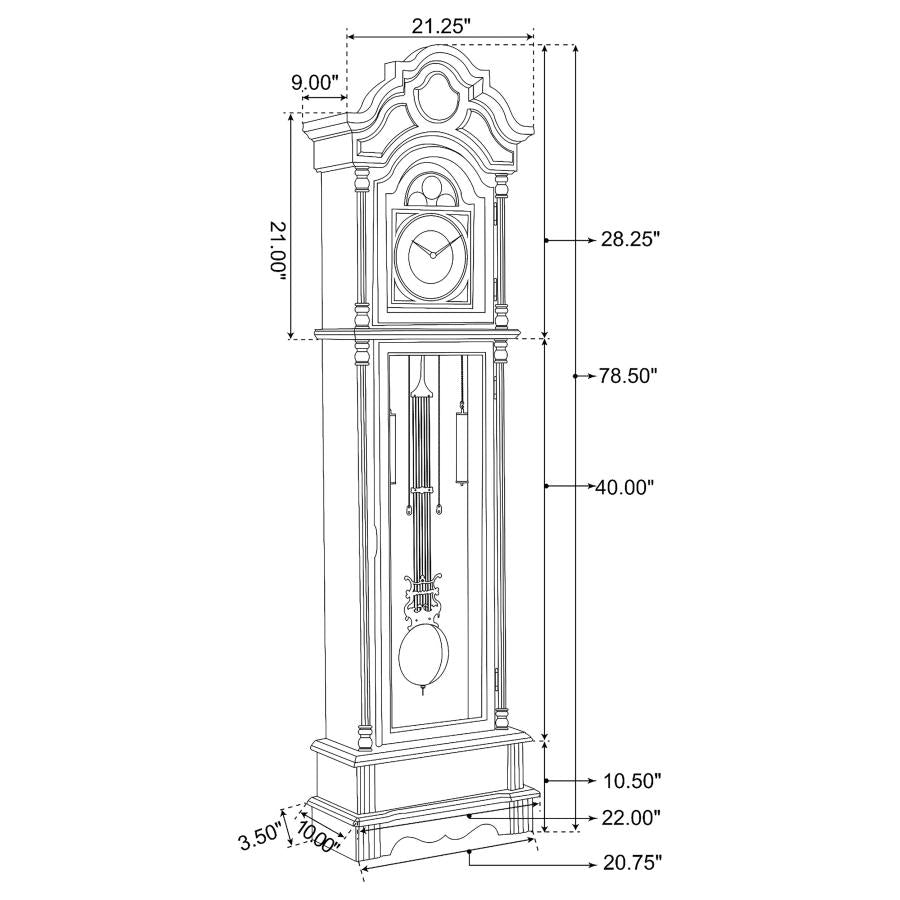 Diggory Brown Grandfather Clock - furniture place usa