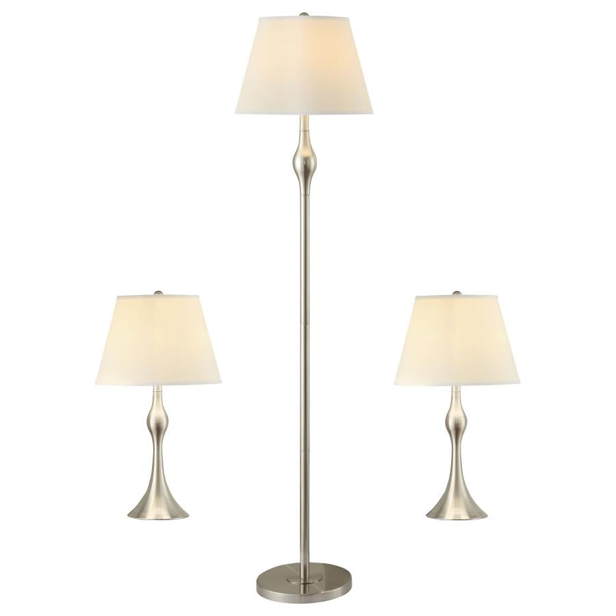 Griffin Silver 3 Pc Lamp Set - furniture place usa