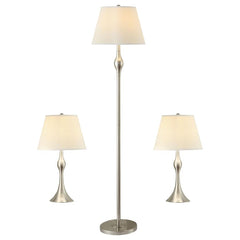 Griffin Silver 3 Pc Lamp Set - furniture place usa