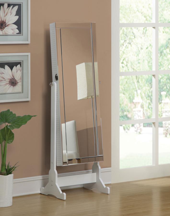 Zayas White Jewelry Cheval Mirror - furniture place usa