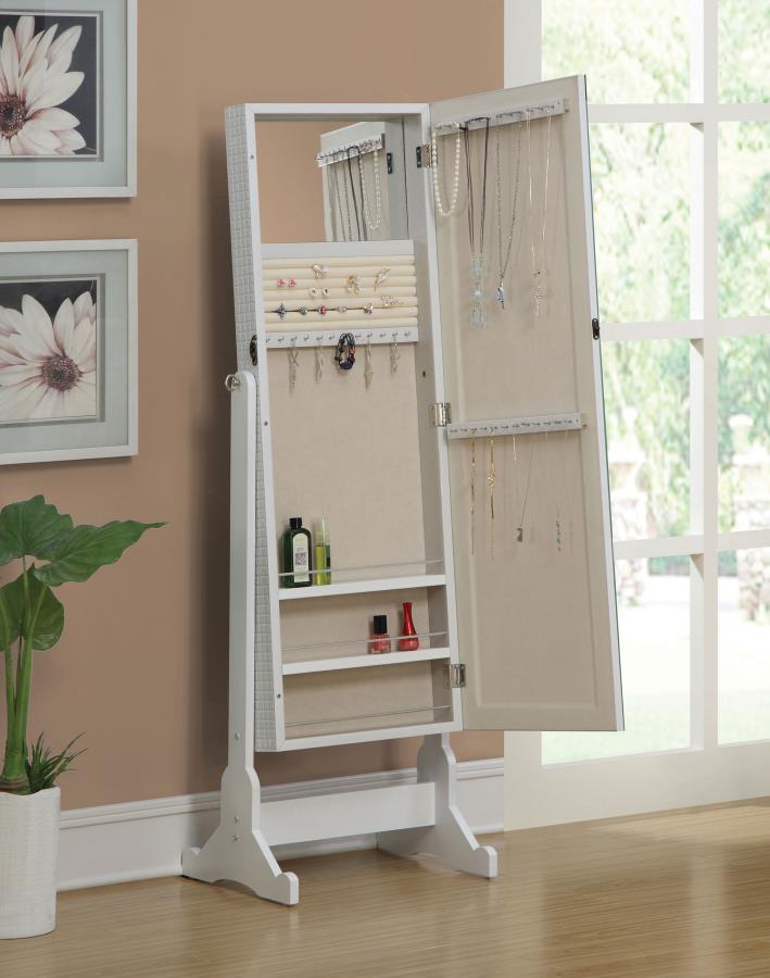 Zayas White Jewelry Cheval Mirror - furniture place usa