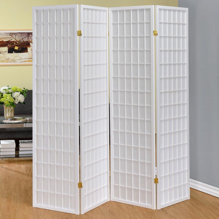 Roberto White 4 Panel Room Divider - furniture place usa