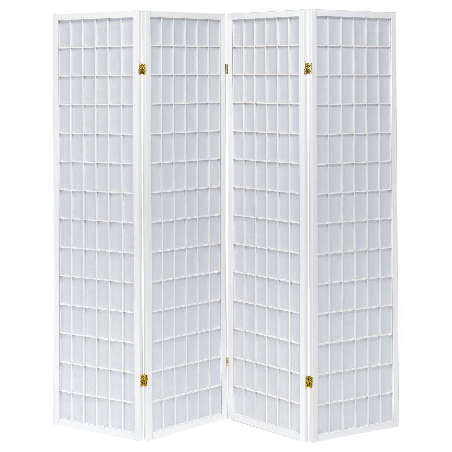 Roberto White 4 Panel Room Divider - furniture place usa