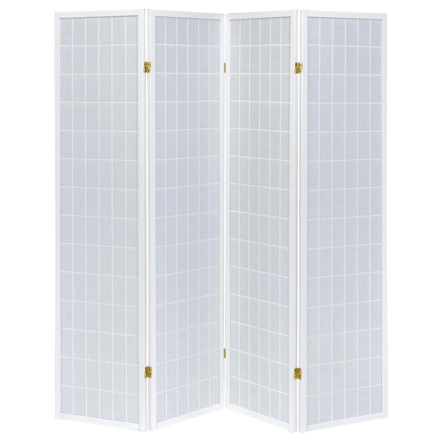 Roberto White 4 Panel Room Divider - furniture place usa