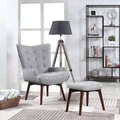 Willow Grey Accent Chair W/ Ottoman - furniture place usa