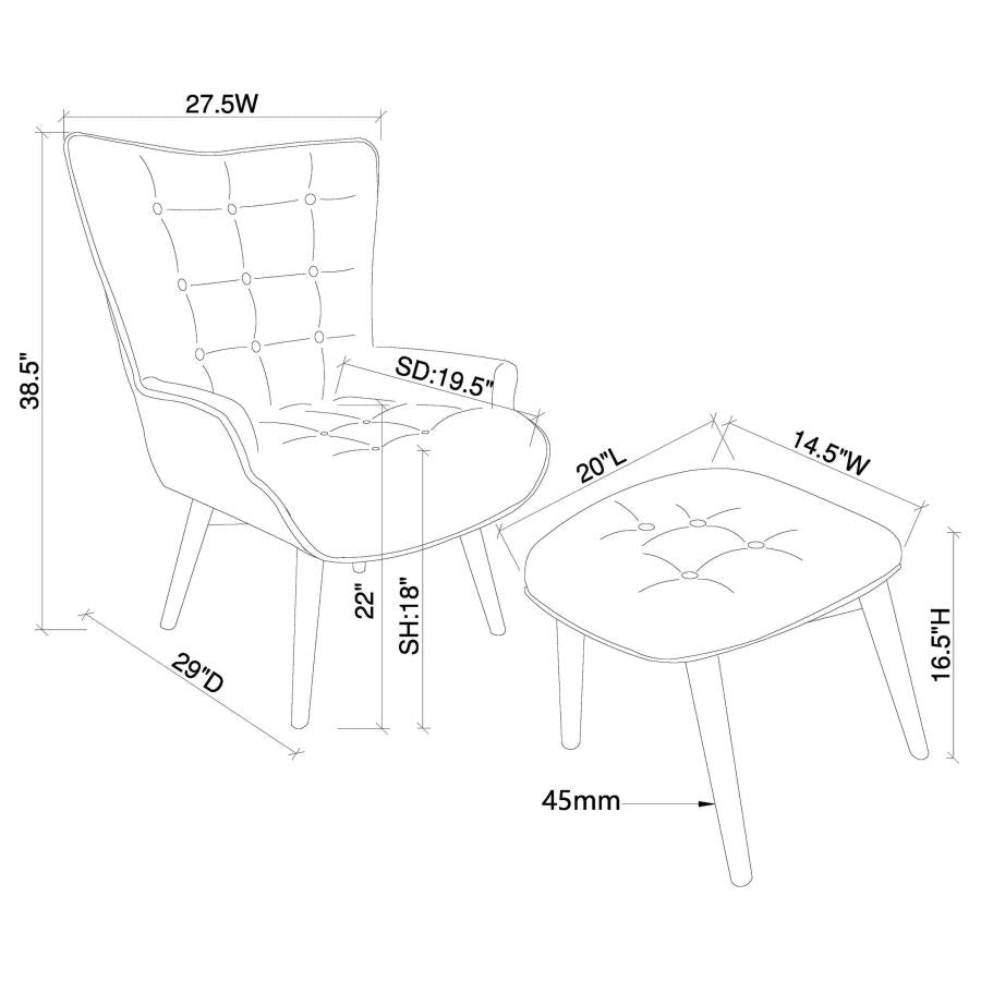 Willow Grey Accent Chair W/ Ottoman - furniture place usa