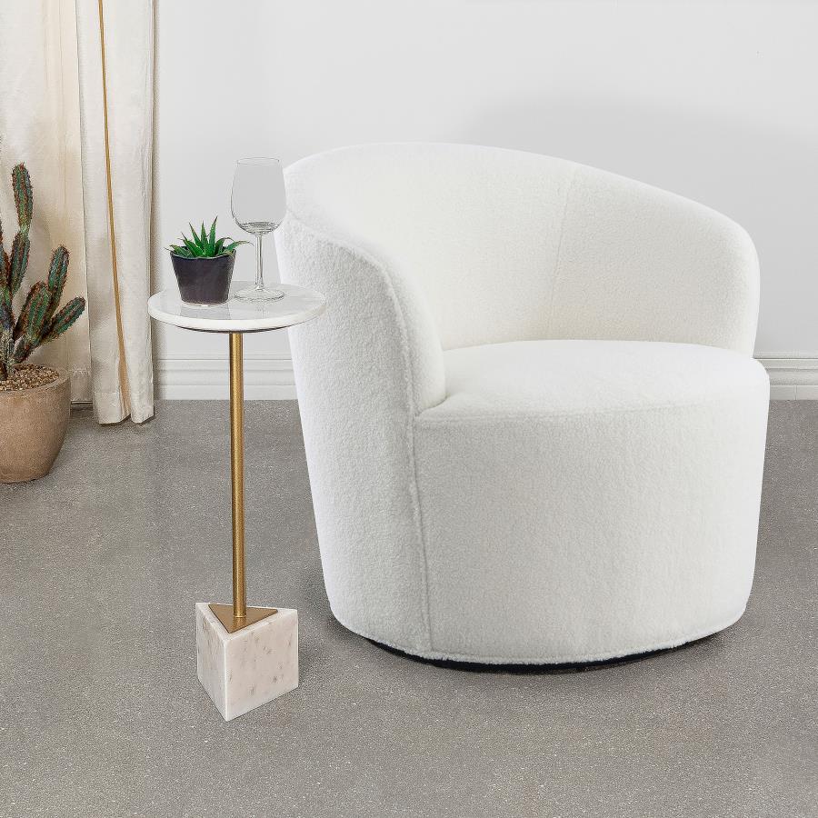 Joyce White Swivel Chair - furniture place usa