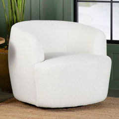 Hudson White Swivel Chair - furniture place usa