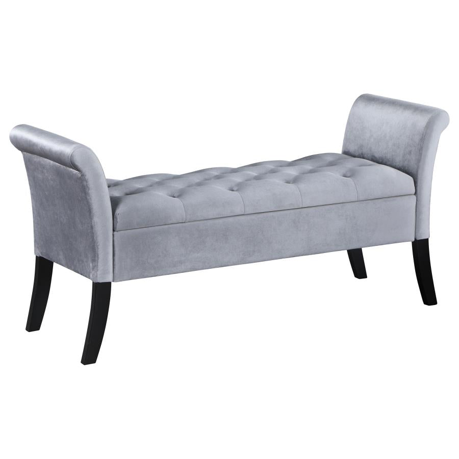 Farrah Silver Storage Bench - furniture place usa