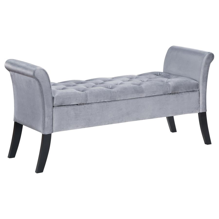 Farrah Silver Storage Bench - furniture place usa